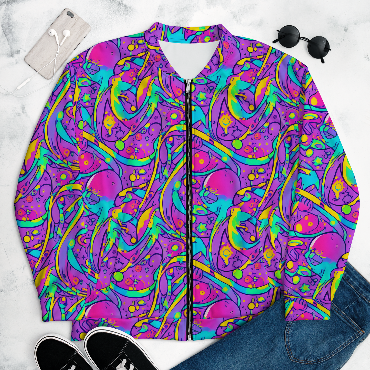 Bomber Jacket - Neon Galaxy Whirl