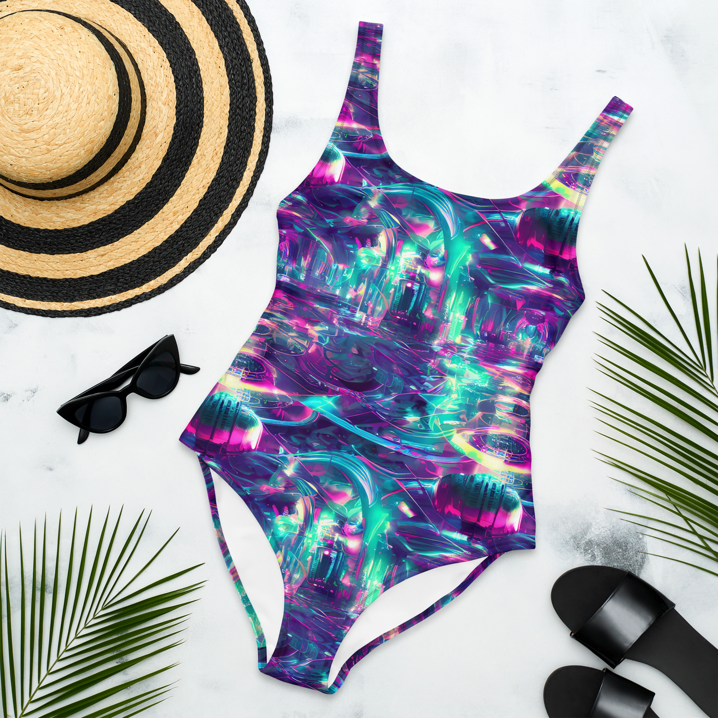 One-Piece Swimsuit - Synthwave Surge