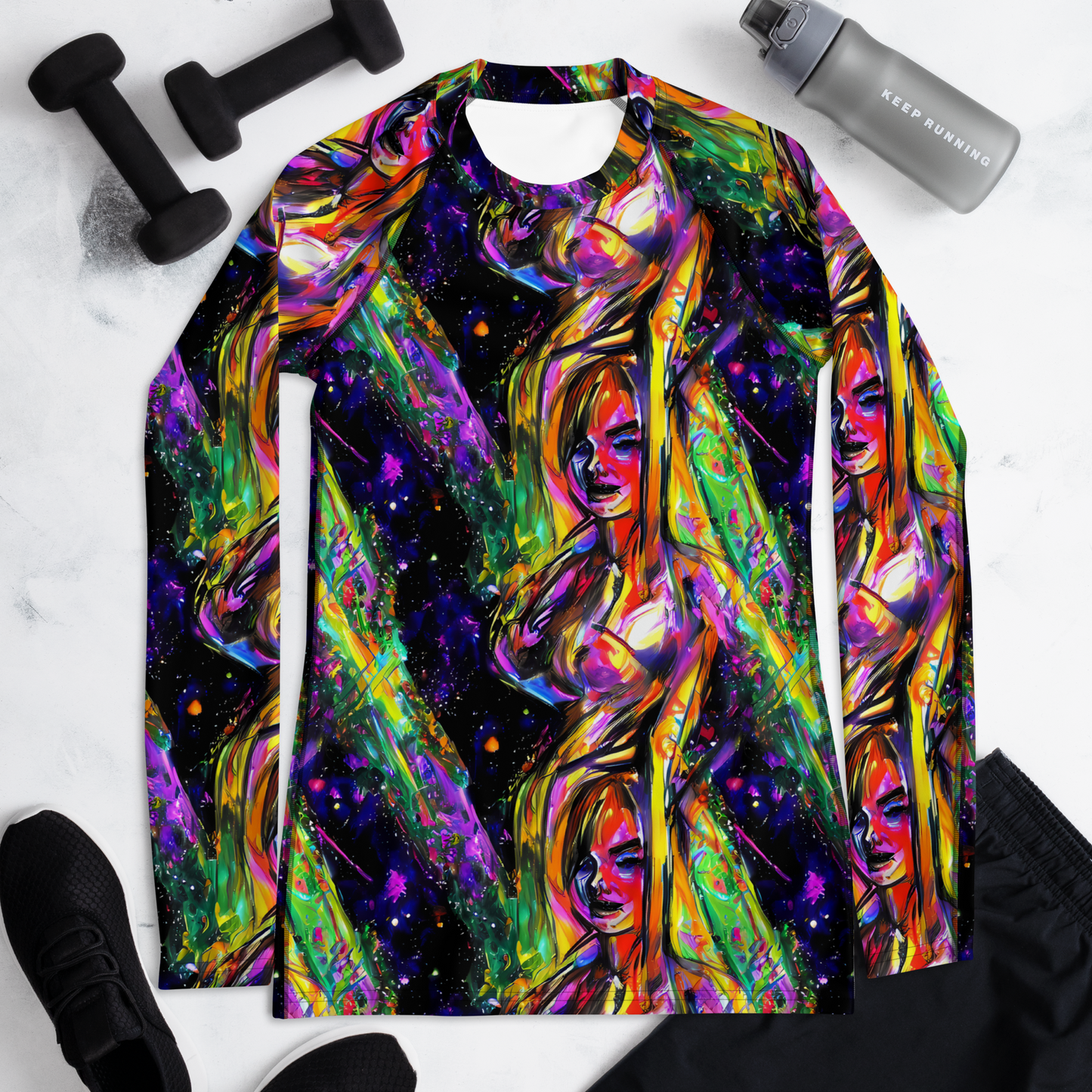 Women's Rash Guard - Galactic Flamenco