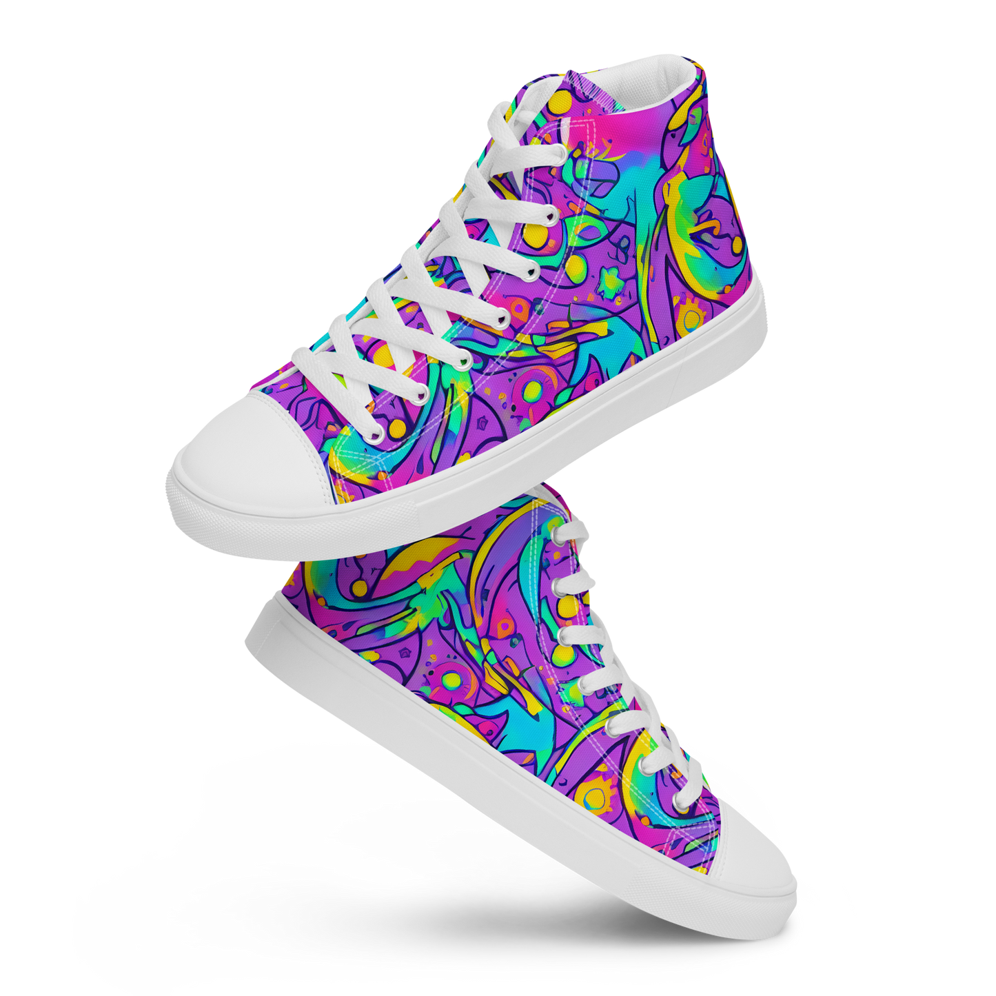 Men's High Top Canvas Shoes - Neon Galaxy Whirl
