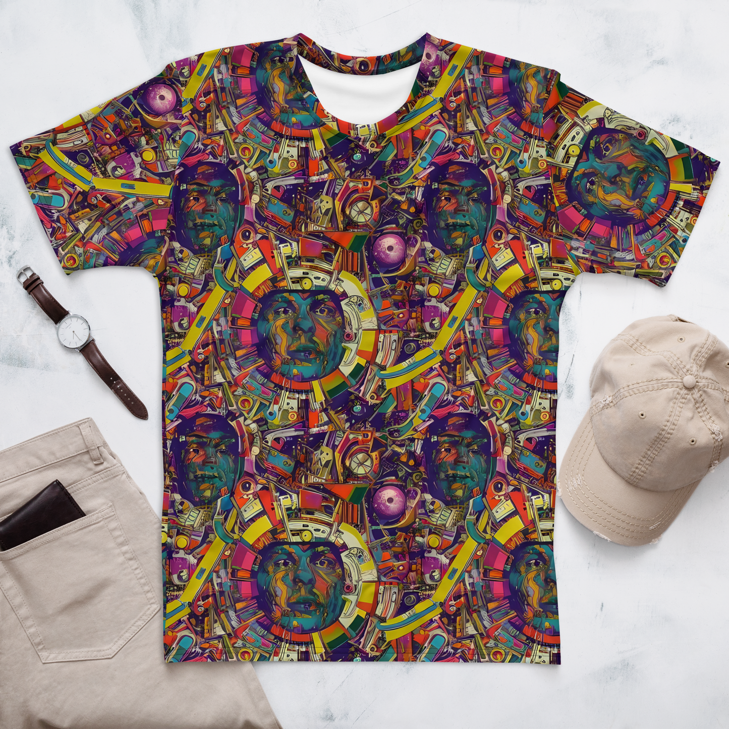 Men's Crew Neck T-Shirt - Cosmic Collage