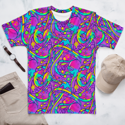 Men's Crew Neck T-Shirt - Neon Galaxy Whirl