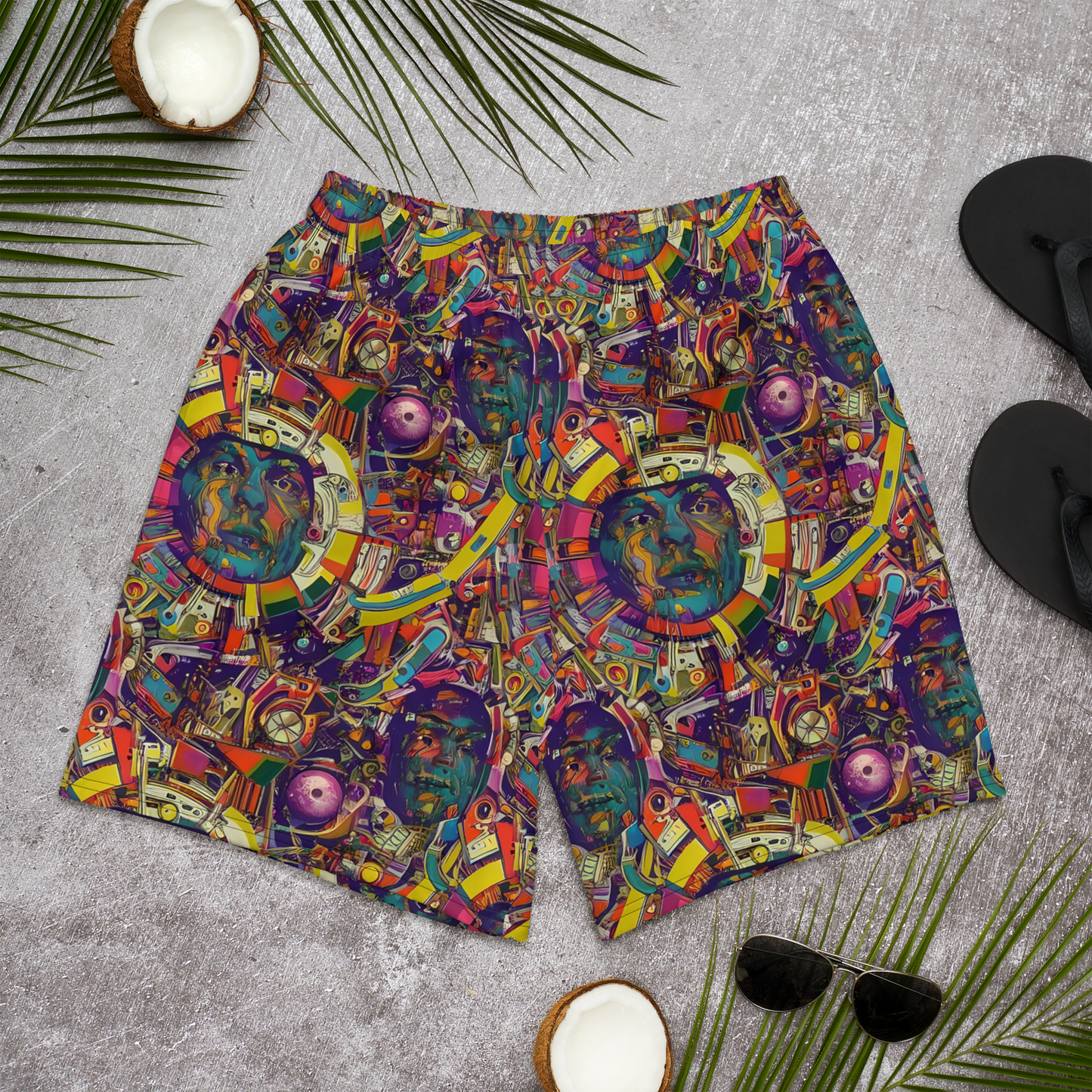 Men's Athletic Shorts - Cosmic Collage