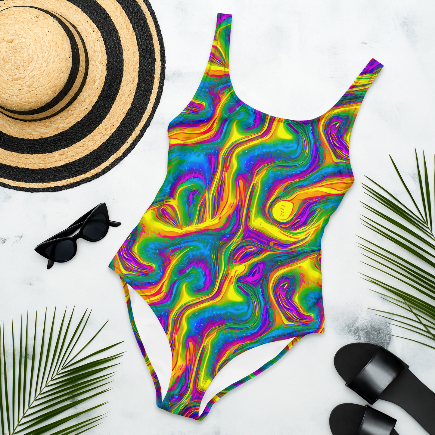 One-Piece Swimsuit - Electric Aurora