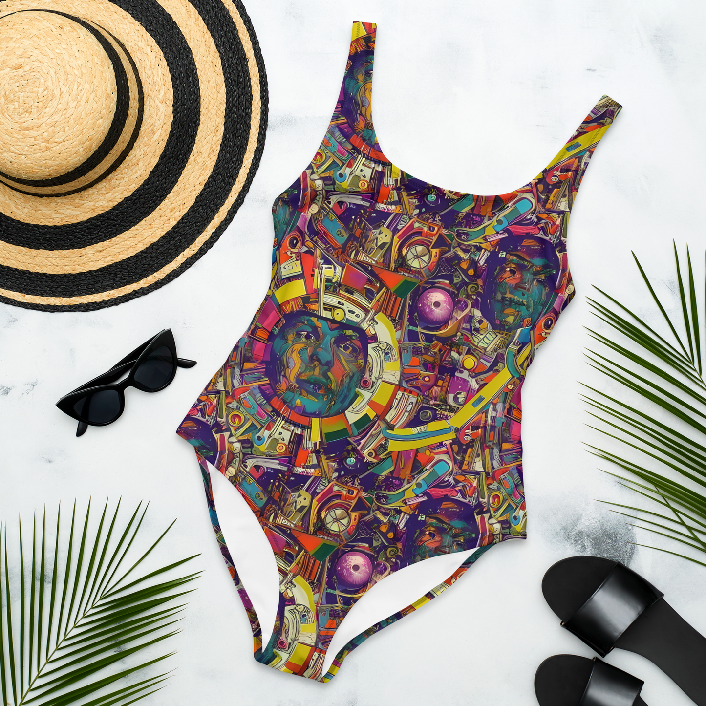 One-Piece Swimsuit - Cosmic Collage