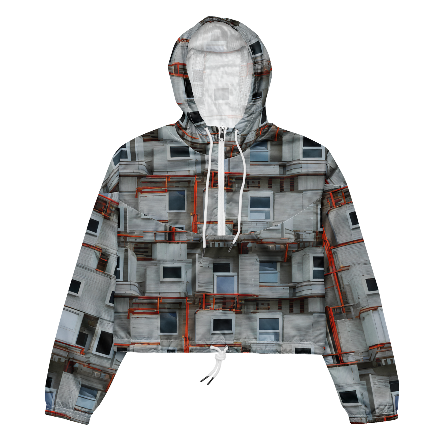 Women's Cropped Windbreaker - Industrial Reverie