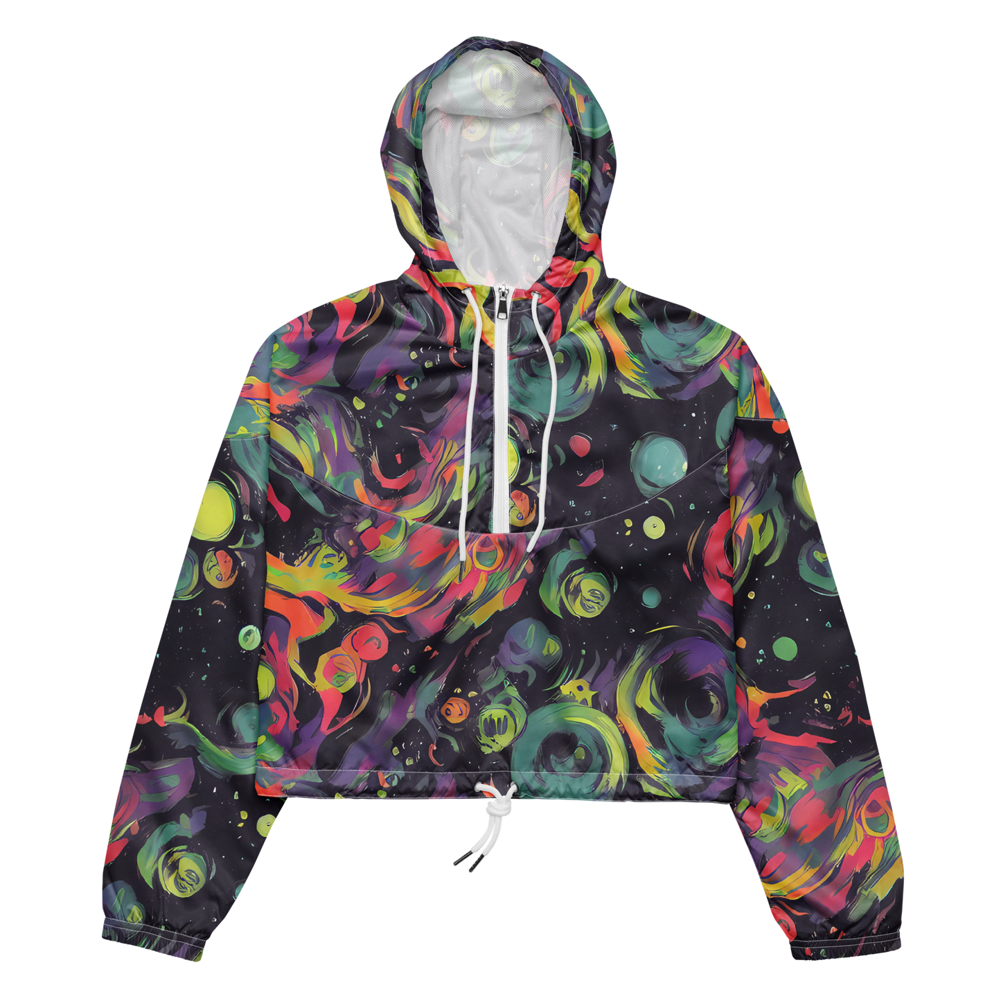 Women's Cropped Windbreaker - Psychedelic Drift