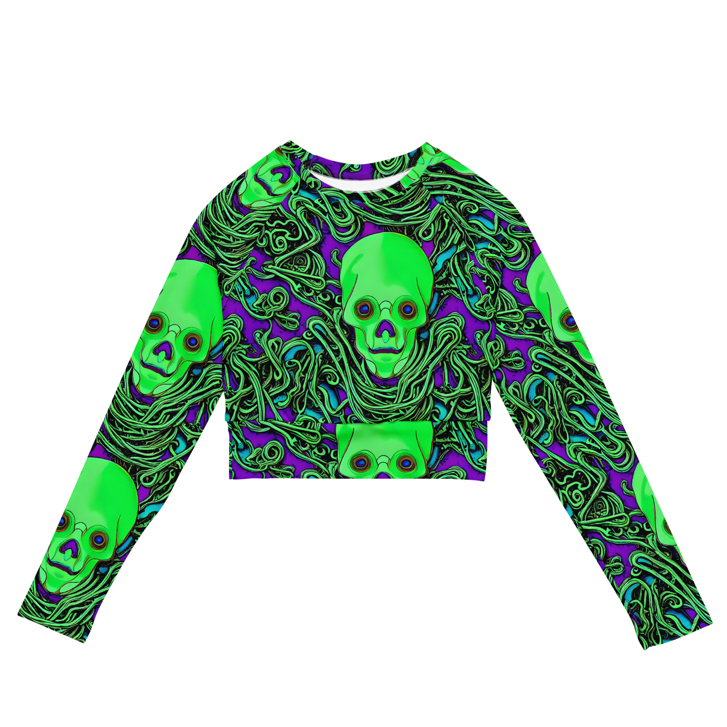 Long Sleeve Crop Top - Ghostly Labyrinth