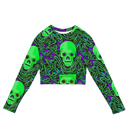 Long Sleeve Crop Top - Ghostly Labyrinth