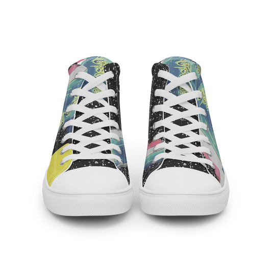 Men's High Top Canvas Shoes - Lunar Waves