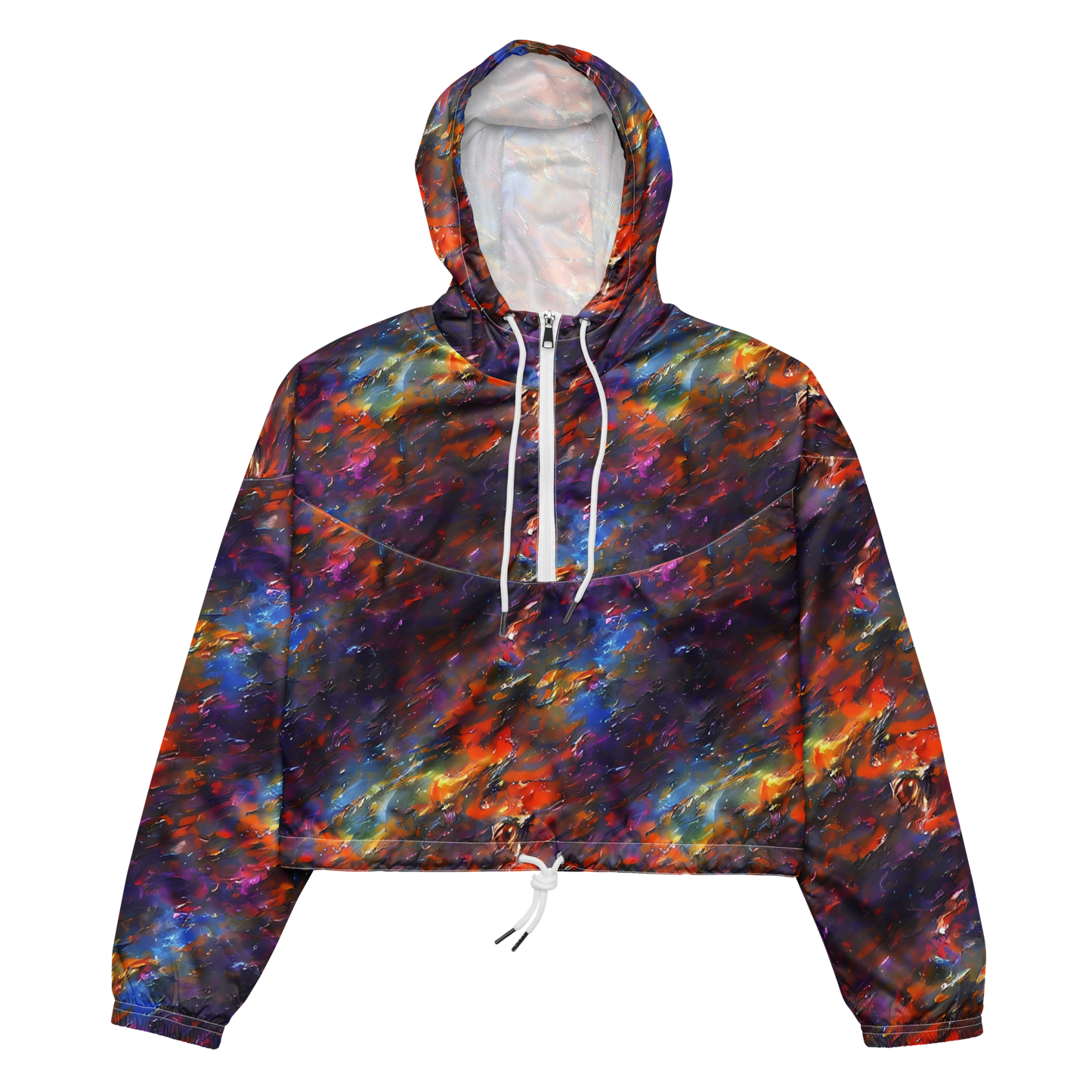 Women's Cropped Windbreaker - Auroral Ripples