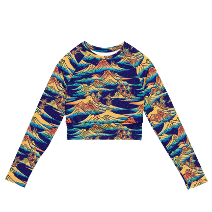 Long Sleeve Crop Top - Mystical Mountain Mirage