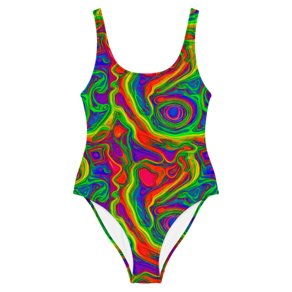 One-Piece Swimsuit - Psychedelic Waves