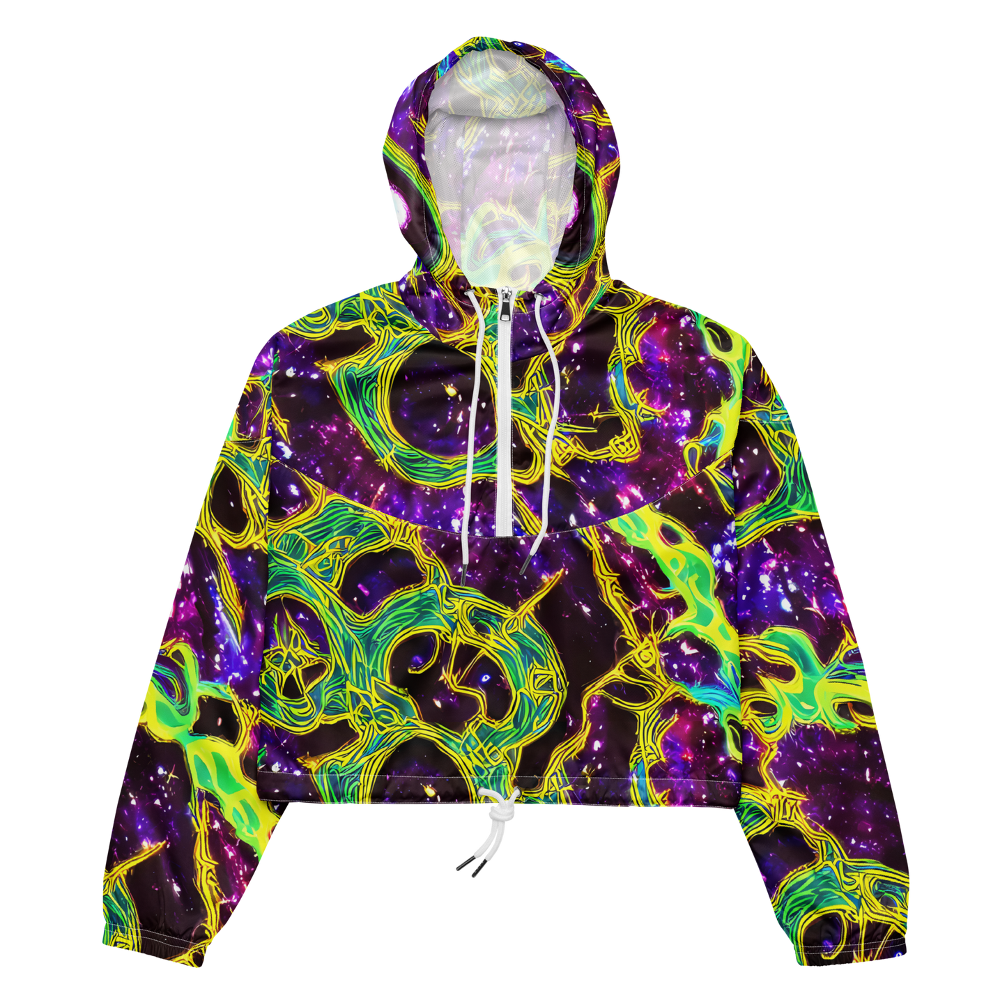 Women's Cropped Windbreaker - Galactic Web