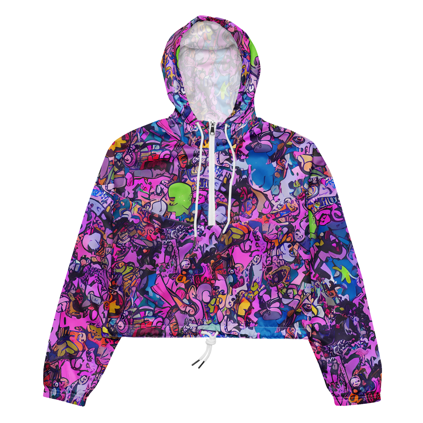 Women's Cropped Windbreaker - Chromatic Frenzy