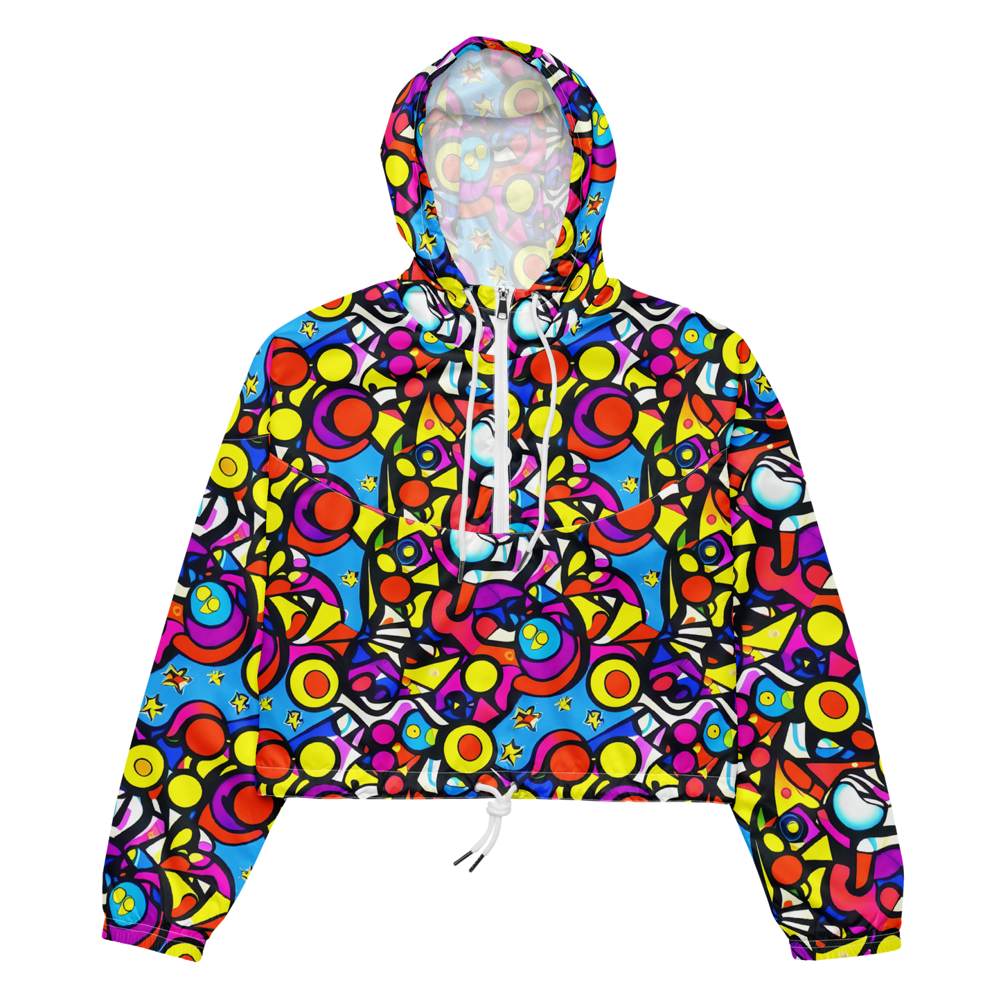 Women's Cropped Windbreaker - Eclectic Fantasy