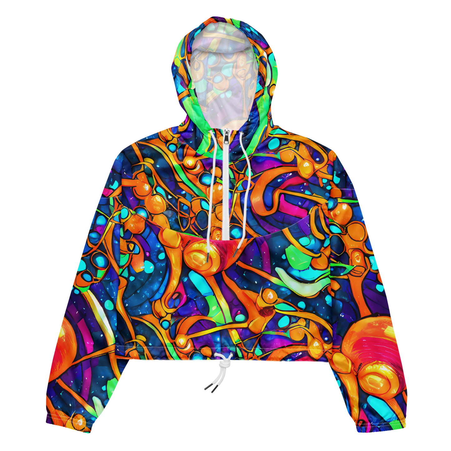 Women's Cropped Windbreaker - Iridescent Nebula