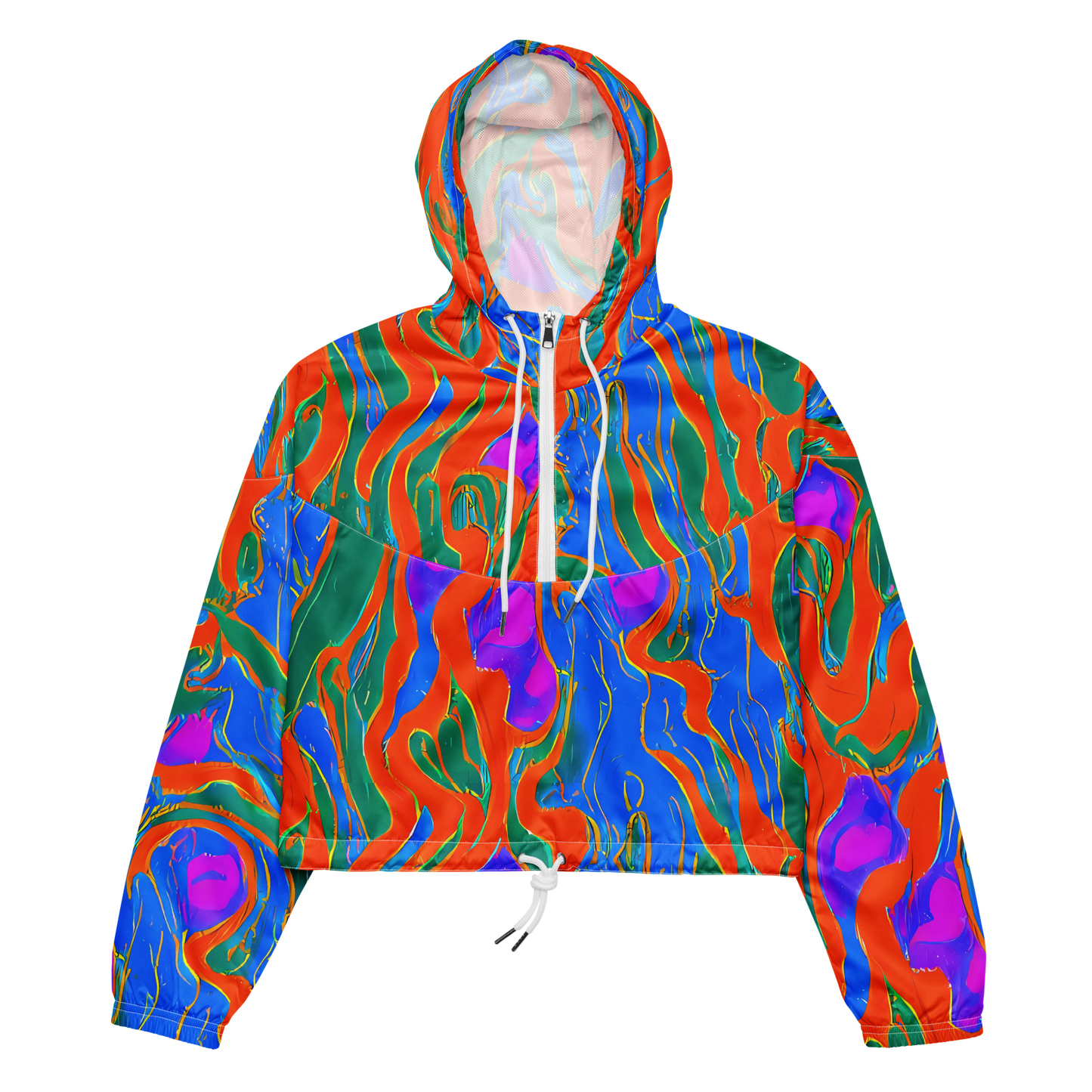 Women's Cropped Windbreaker - Childish Strokes