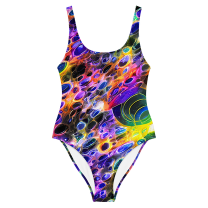 One-Piece Swimsuit - Neon Orbits