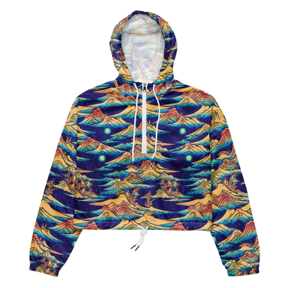 Women's Cropped Windbreaker - Mystical Mountain Mirage