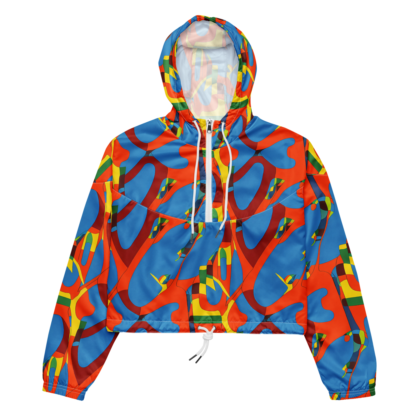 Women's Cropped Windbreaker - Fire Ocean Fusion