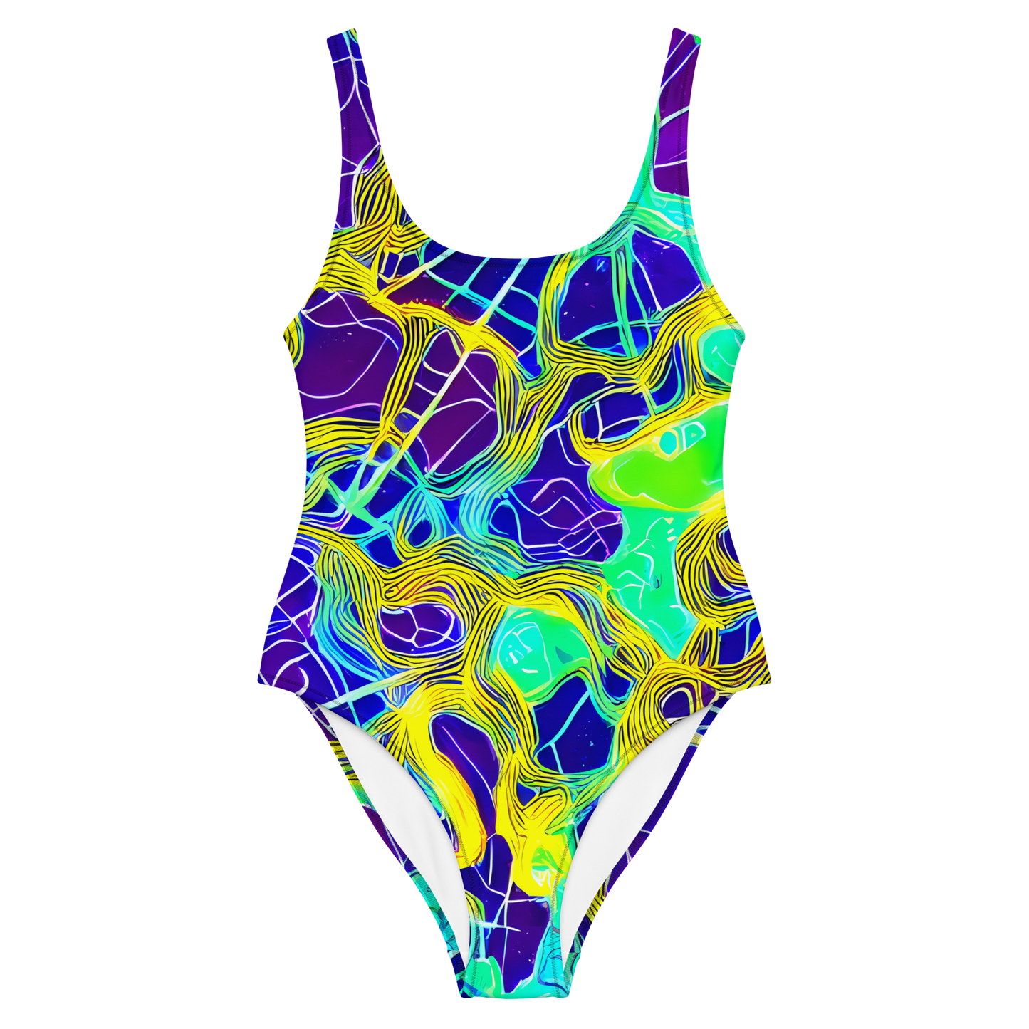 One-Piece Swimsuit - Neon Jungle Rhapsody