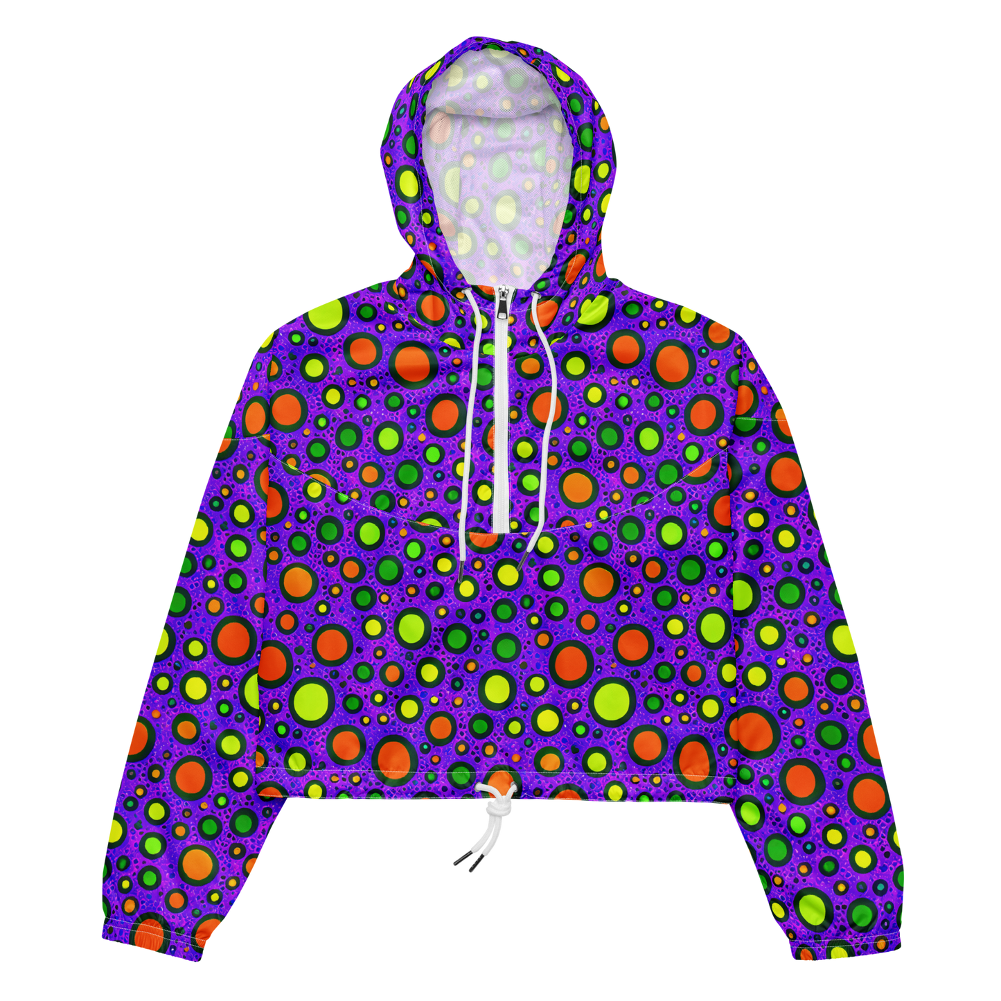 Women's Cropped Windbreaker - Luminous Bubbles