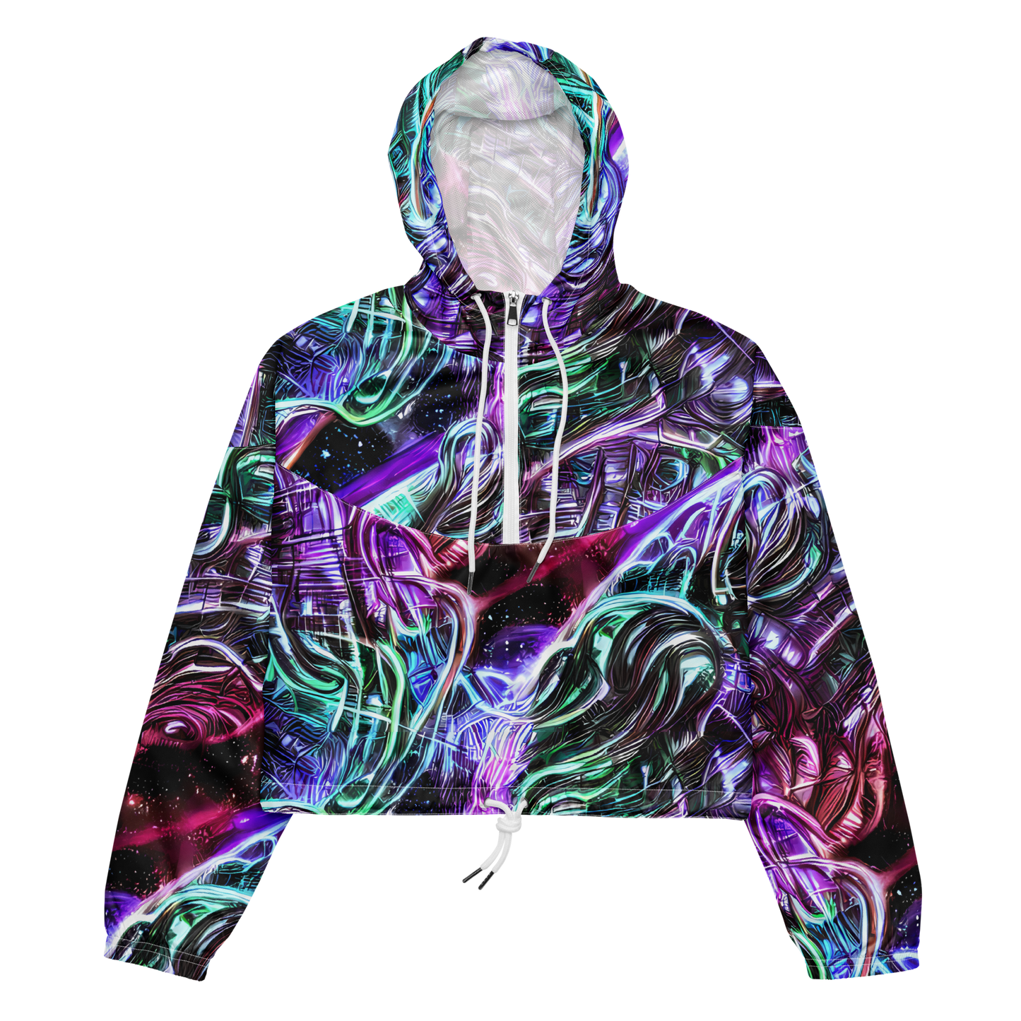 Women's Cropped Windbreaker - Nebula Fusions