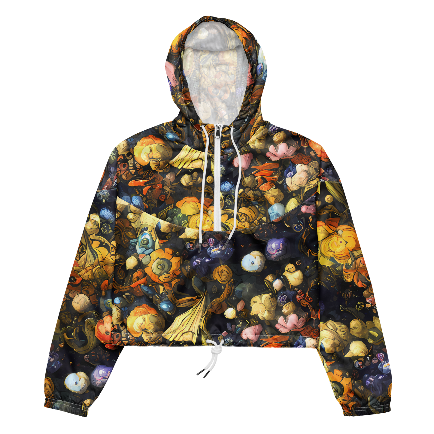 Women's Cropped Windbreaker - Baroque Blossom