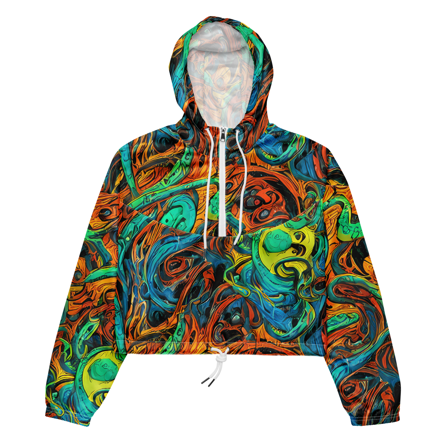 Women's Cropped Windbreaker - Flaming Mirage