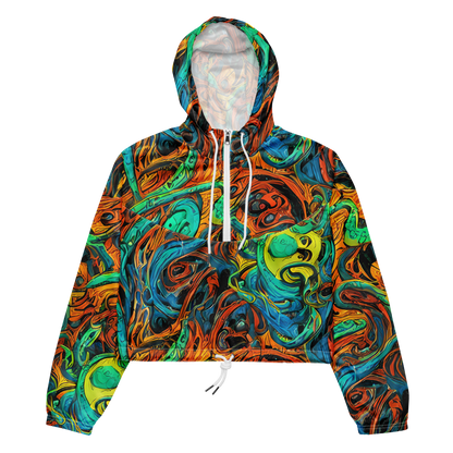 Women's Cropped Windbreaker - Flaming Mirage