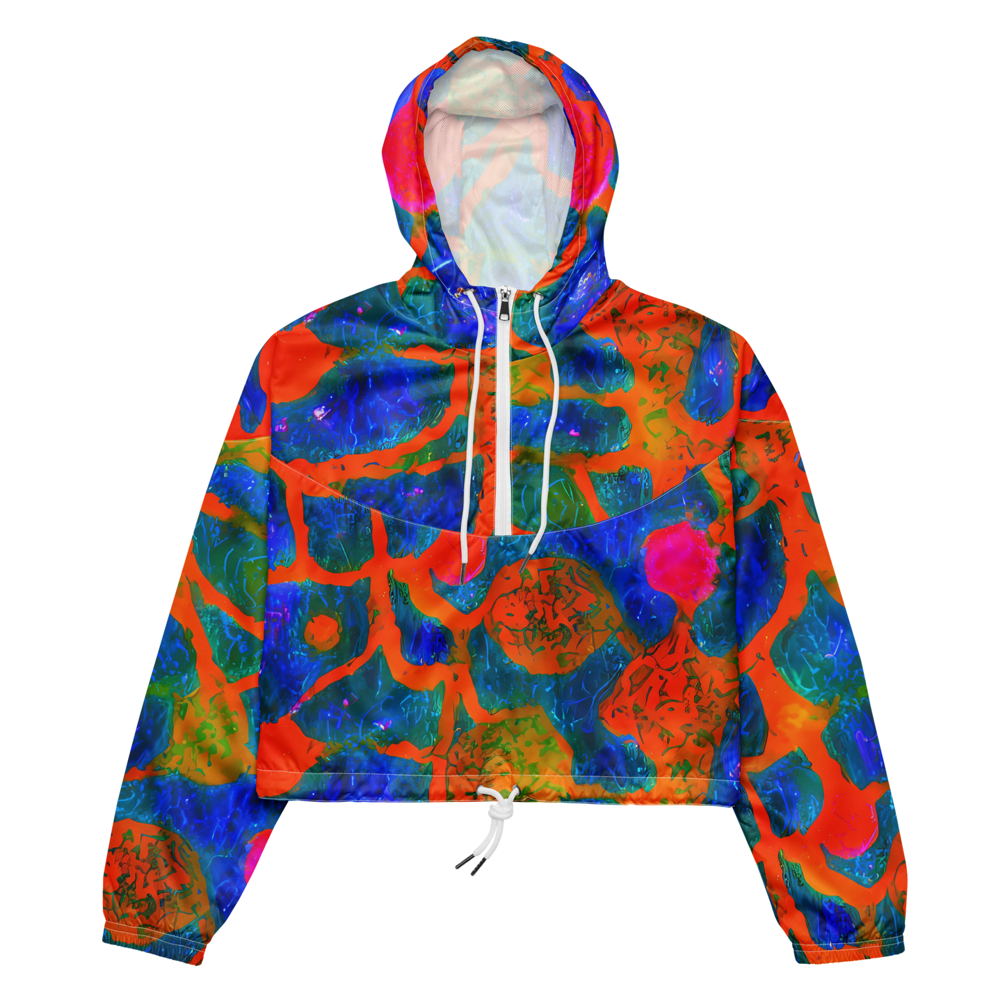 Women's Cropped Windbreaker - Vibrant Mosaic