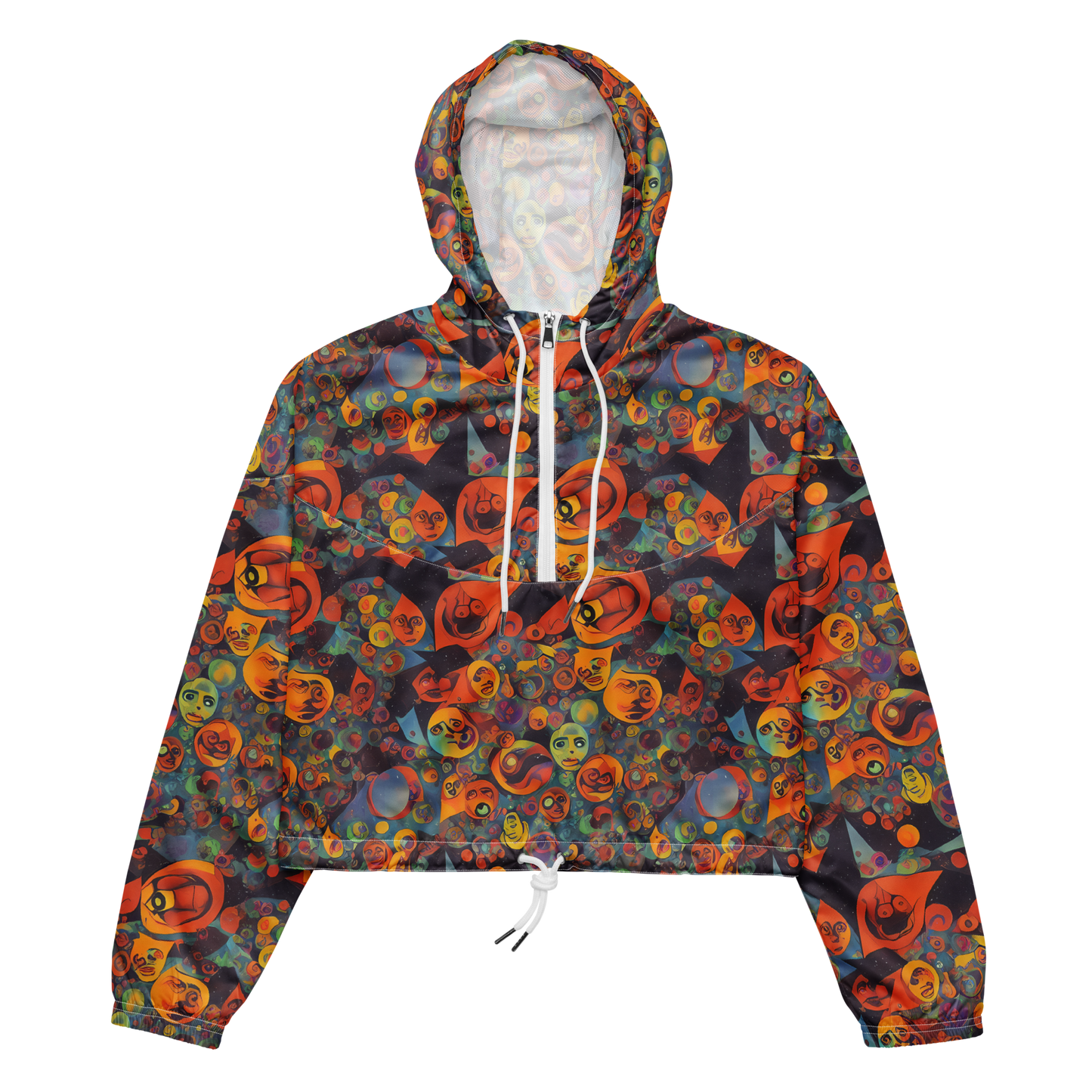 Women's Cropped Windbreaker - Galactic Faces