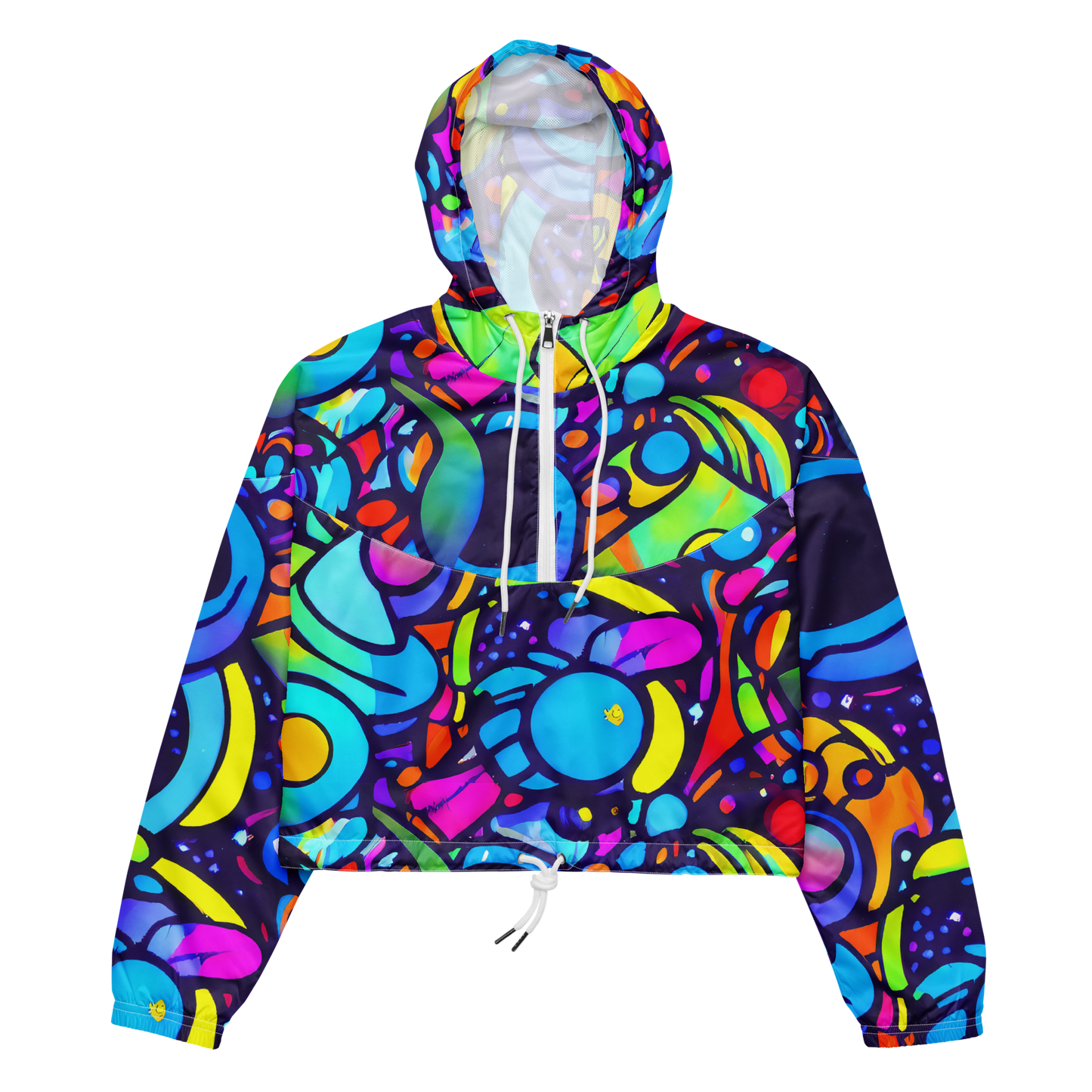 Women's Cropped Windbreaker - Neon Graffscape