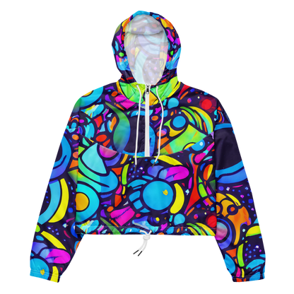 Women's Cropped Windbreaker - Neon Graffscape