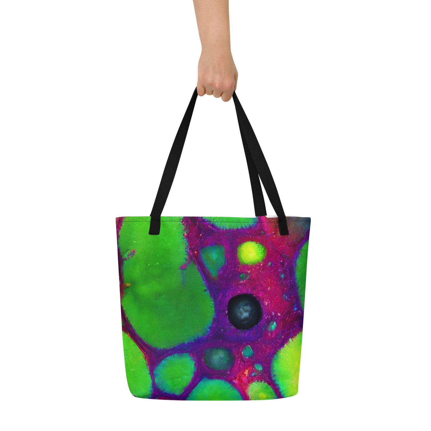 Large Tote Bag w/ Pocket - Acid Raindrops