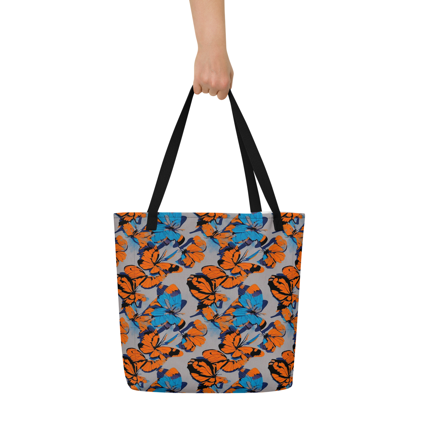 Large Tote Bag w/ Pocket - Flutter Wave