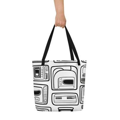 Large Tote Bag w/ Pocket - Techno Echo