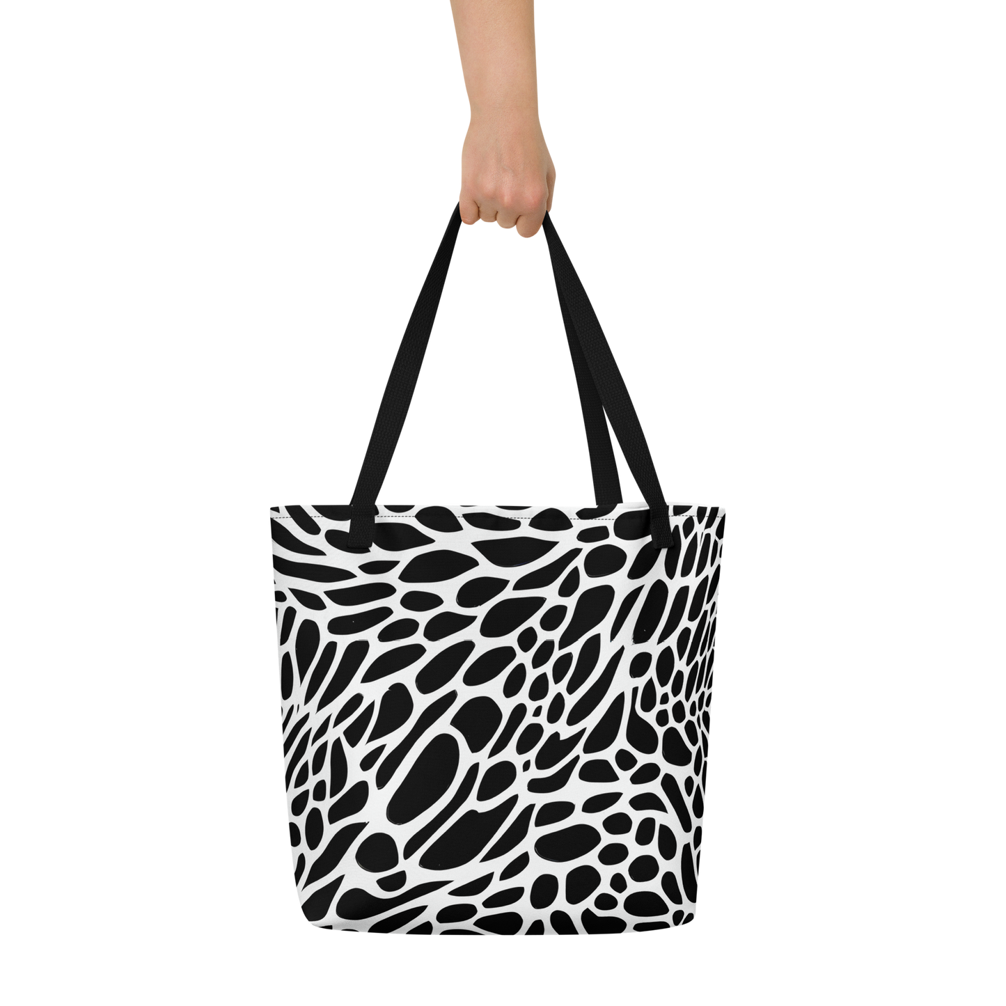 Large Tote Bag w/ Pocket - Monochrome Mystique