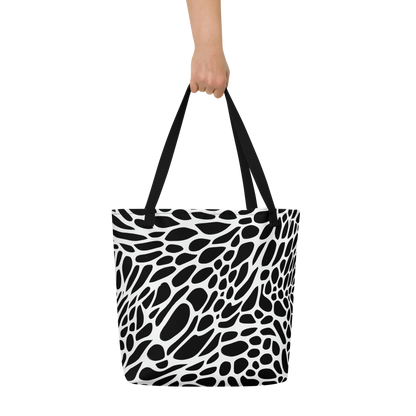 Large Tote Bag w/ Pocket - Monochrome Mystique