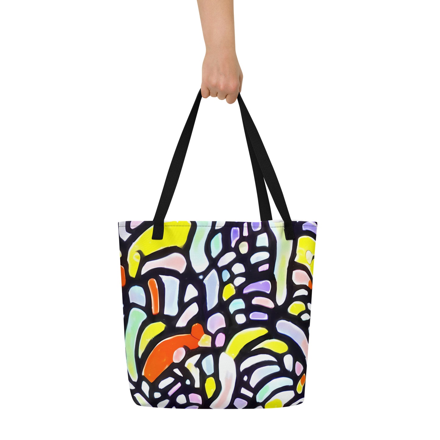 Large Tote Bag w/ Pocket - Cubist Carousel