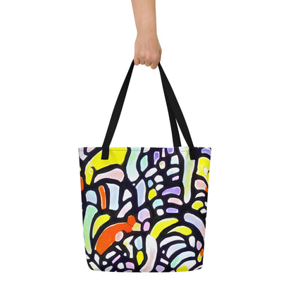 Large Tote Bag w/ Pocket - Cubist Carousel