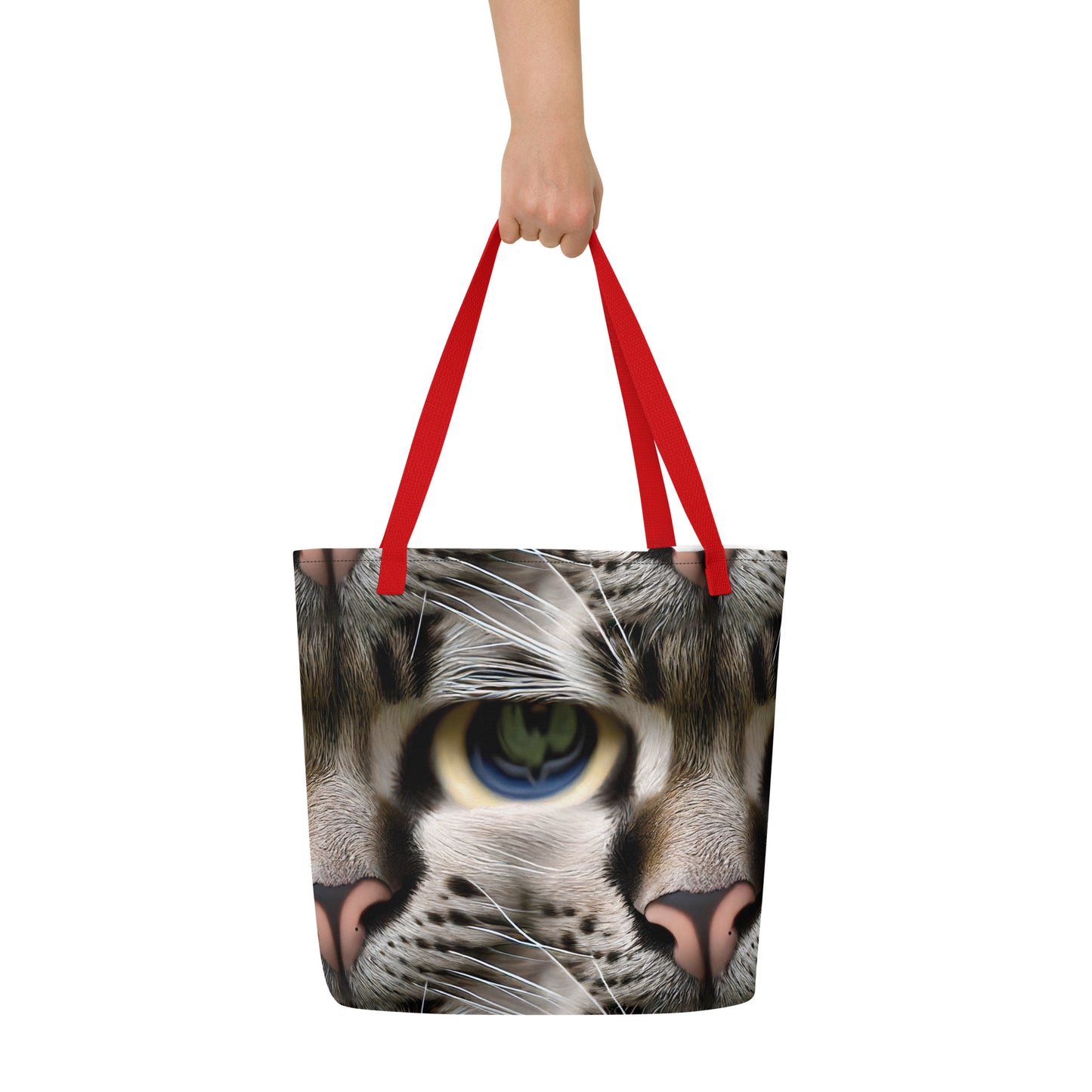 Large Tote Bag w/ Pocket - Feline Mirage