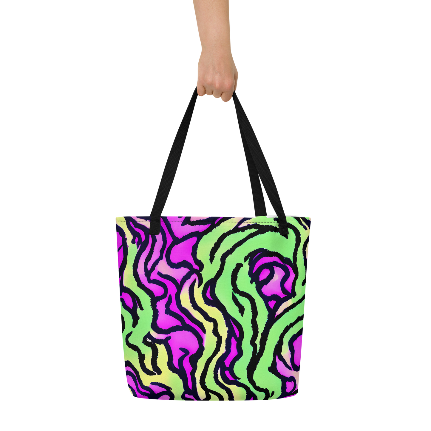 Large Tote Bag w/ Pocket - Mintchine Maze