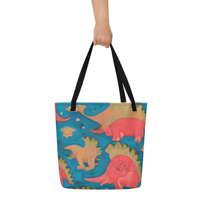 Large Tote Bag w/ Pocket - Jurassic Jive