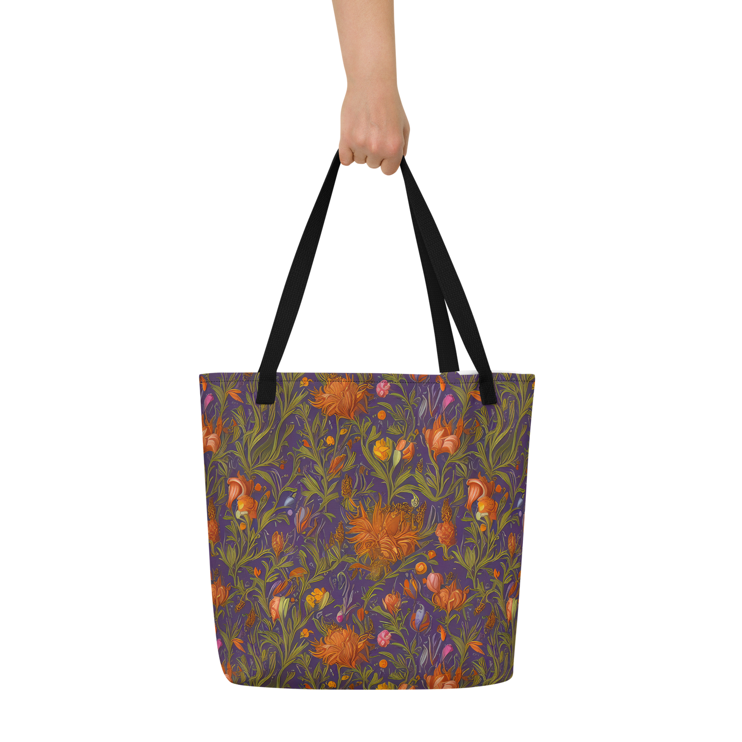 Large Tote Bag w/ Pocket - Botanical Nebula