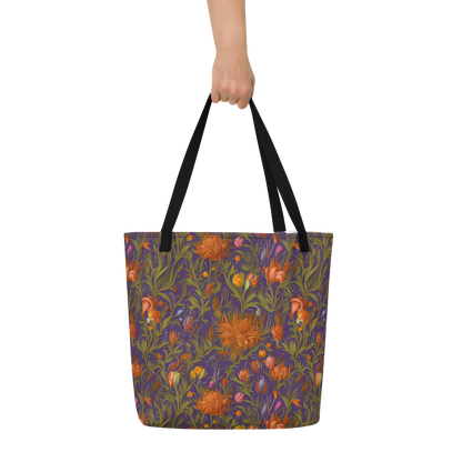 Large Tote Bag w/ Pocket - Botanical Nebula