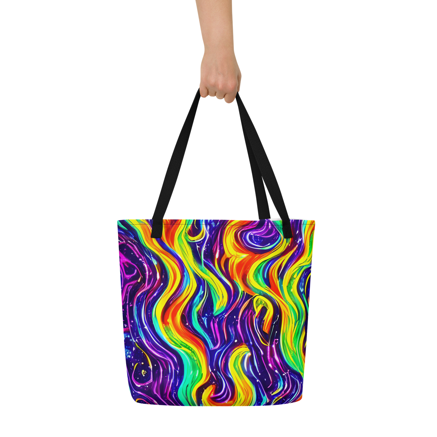 Large Tote Bag w/ Pocket - Galactic Flames