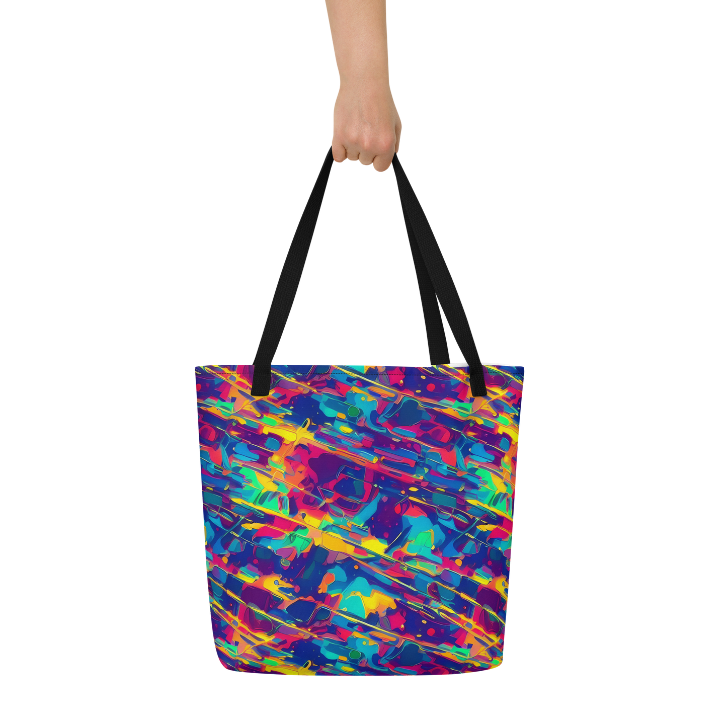 Large Tote Bag w/ Pocket - Spectrum Streaks