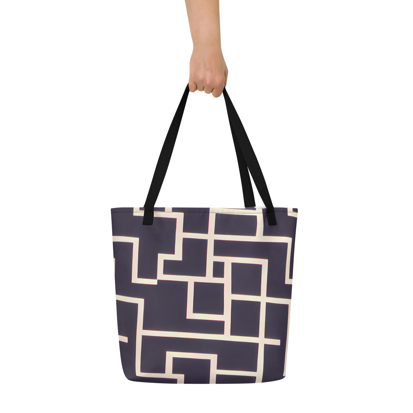 Large Tote Bag w/ Pocket - Gilded Gridlock